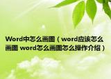 Word中怎么画图（word应该怎么画图 word怎么画图怎么操作介绍）