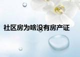 社区房为啥没有房产证