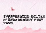 怎样预约车管所业务办理（微信上怎么预约车管所业务 微信如何预约车辆管理所业务介绍）