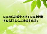 wps怎么弄数字上标（wps上标数字怎么打 怎么上标数字介绍）