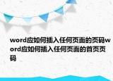 word应如何插入任何页面的页码word应如何插入任何页面的首页页码