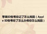 苹果ID账号忘记了怎么找回（Apple ID账号忘了怎么办教你怎么找回）