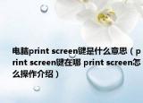 电脑print screen键是什么意思（print screen键在哪 print screen怎么操作介绍）