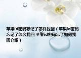 苹果id密码忘记了怎样找回（苹果id密码忘记了怎么找回 苹果id密码忘了如何找回介绍）