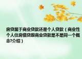 房贷属于商业贷款还是个人贷款（商业性个人住房借贷跟商业贷款是不是同一个概念?介绍）