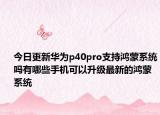 今日更新华为p40pro支持鸿蒙系统吗有哪些手机可以升级最新的鸿蒙系统
