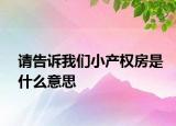 请告诉我们小产权房是什么意思