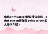 电脑print screen键是什么意思（print screen键在哪 print screen怎么操作介绍）