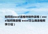 如何在excel表格中制作表格（excel如何做表格 excel怎么做表格教学介绍）
