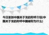 今日更新中国关于龙的称呼介绍(中国关于龙的称呼中国被称为什么)