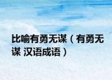 比喻有勇无谋（有勇无谋 汉语成语）