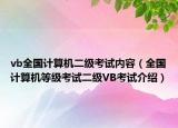 vb全国计算机二级考试内容（全国计算机等级考试二级VB考试介绍）