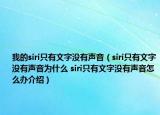 我的siri只有文字没有声音（siri只有文字没有声音为什么 siri只有文字没有声音怎么办介绍）