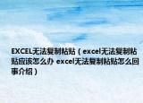 EXCEL无法复制粘贴（excel无法复制粘贴应该怎么办 excel无法复制粘贴怎么回事介绍）