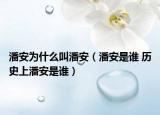 潘安为什么叫潘安（潘安是谁 历史上潘安是谁）