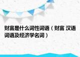 财富是什么词性词语（财富 汉语词语及经济学名词）