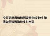 今日更新微信如何设置指纹支付 微信如何设置指纹支付密码