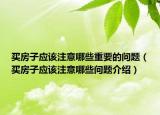 买房子应该注意哪些重要的问题（买房子应该注意哪些问题介绍）