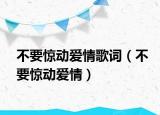 不要惊动爱情歌词（不要惊动爱情）