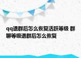 qq退群后怎么恢复活跃等级 群聊等级退群后怎么恢复