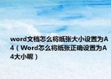 word文档怎么将纸张大小设置为A4（Word怎么将纸张正确设置为A4大小呢）