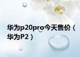 华为p20pro今天售价（华为P2）