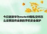 今日更新华为mate40隐私空间怎么设置提供全新的手机安全保护