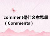 comment是什么意思啊（Comments）