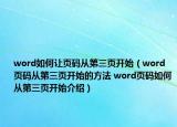 word如何让页码从第三页开始（word页码从第三页开始的方法 word页码如何从第三页开始介绍）