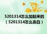 5201314怎么加起来的（5201314怎么表白）