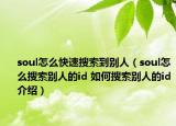 soul怎么快速搜索到别人（soul怎么搜索别人的id 如何搜索别人的id介绍）