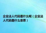 企业法人代码是什么呢（企业法人代码是什么意思）