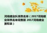 河南建业队球员名单（2017河南建业球员名单完整版 2017河南建业赛程表）