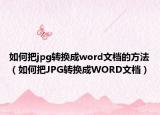 如何把jpg转换成word文档的方法（如何把JPG转换成WORD文档）
