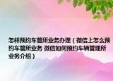 怎样预约车管所业务办理（微信上怎么预约车管所业务 微信如何预约车辆管理所业务介绍）