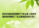 拼多多退款退到哪里了?怎么查（拼多多退款退到哪里了 怎么查退款去向介绍）
