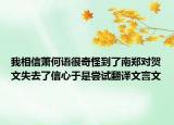 我相信萧何语很奇怪到了南郑对贺文失去了信心于是尝试翻译文言文