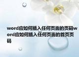 word应如何插入任何页面的页码word应如何插入任何页面的首页页码