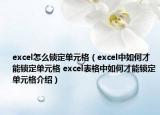 excel怎么锁定单元格（excel中如何才能锁定单元格 excel表格中如何才能锁定单元格介绍）