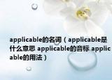 applicable的名词（applicable是什么意思 applicable的音标 applicable的用法）