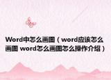 Word中怎么画图（word应该怎么画图 word怎么画图怎么操作介绍）