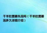 干羊肚菌要先泡吗（干羊肚菌要泡多久详细介绍）