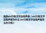 我的siri只有文字没有声音（siri只有文字没有声音为什么 siri只有文字没有声音怎么办介绍）