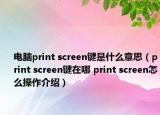 电脑print screen键是什么意思（print screen键在哪 print screen怎么操作介绍）