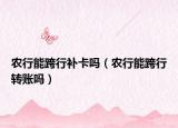 农行能跨行补卡吗（农行能跨行转账吗）