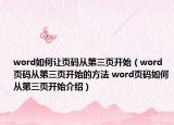 word如何让页码从第三页开始（word页码从第三页开始的方法 word页码如何从第三页开始介绍）