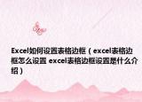 Excel如何设置表格边框（excel表格边框怎么设置 excel表格边框设置是什么介绍）