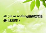 all（in or nothing翻译成成语是什么意思）