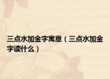 三点水加金字寓意（三点水加金字读什么）