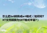 怎么把txt转换成srt格式（如何将TXT文件转换为SRT格式字幕?）